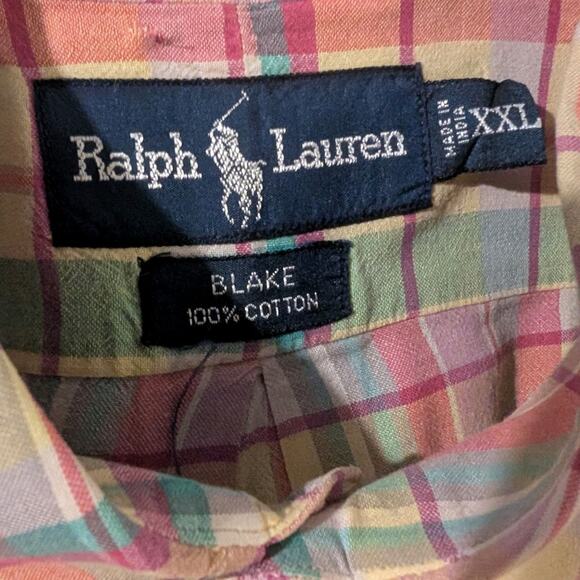 Ralph Lauren Blake Cotton Plaid Mens XXL Short Sleeve Button Down Shirt Pony - Picture 4 of 6